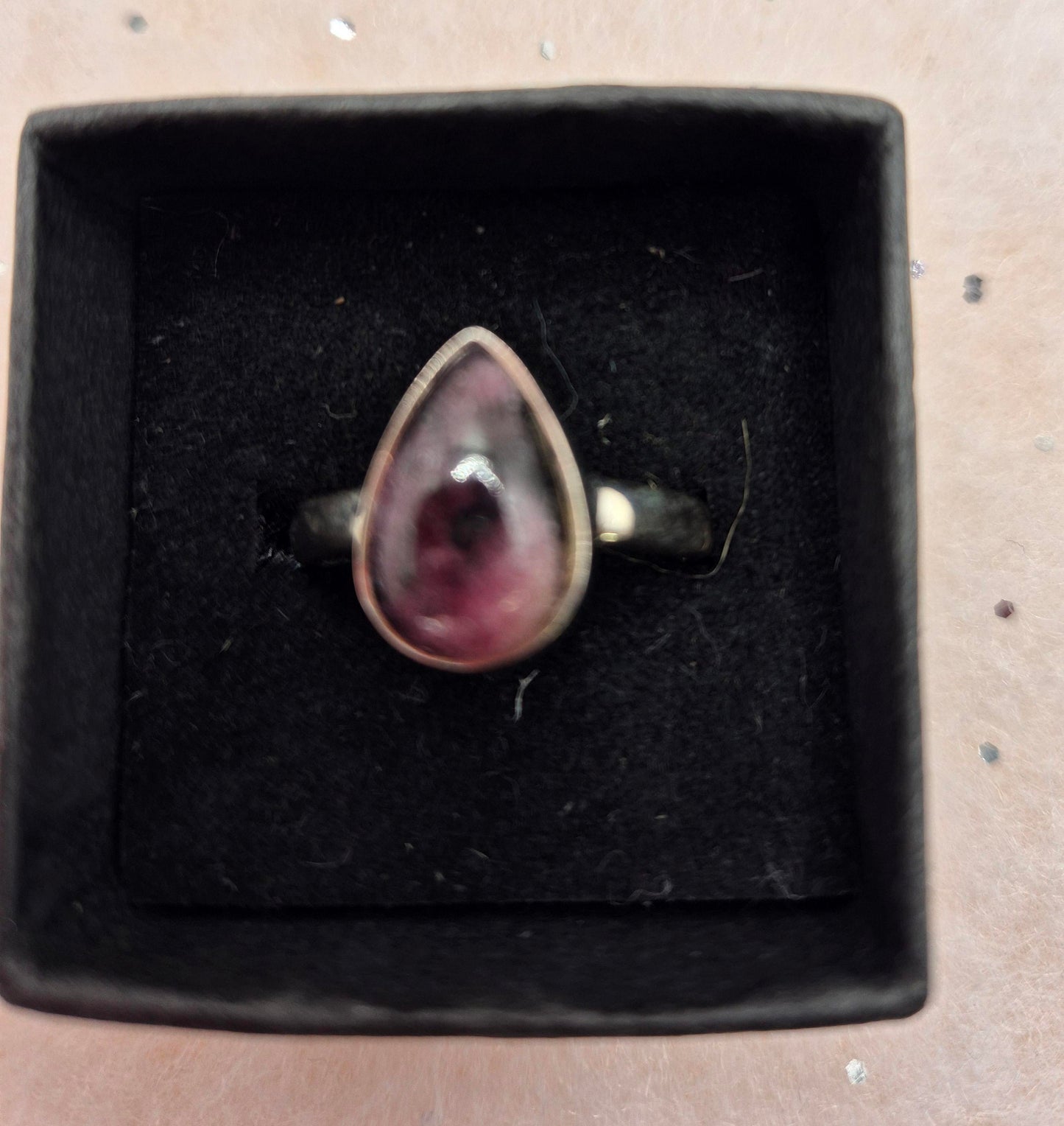 Rhodonite rings - choice of 2- pear or rectangle, sterling silver, 925,