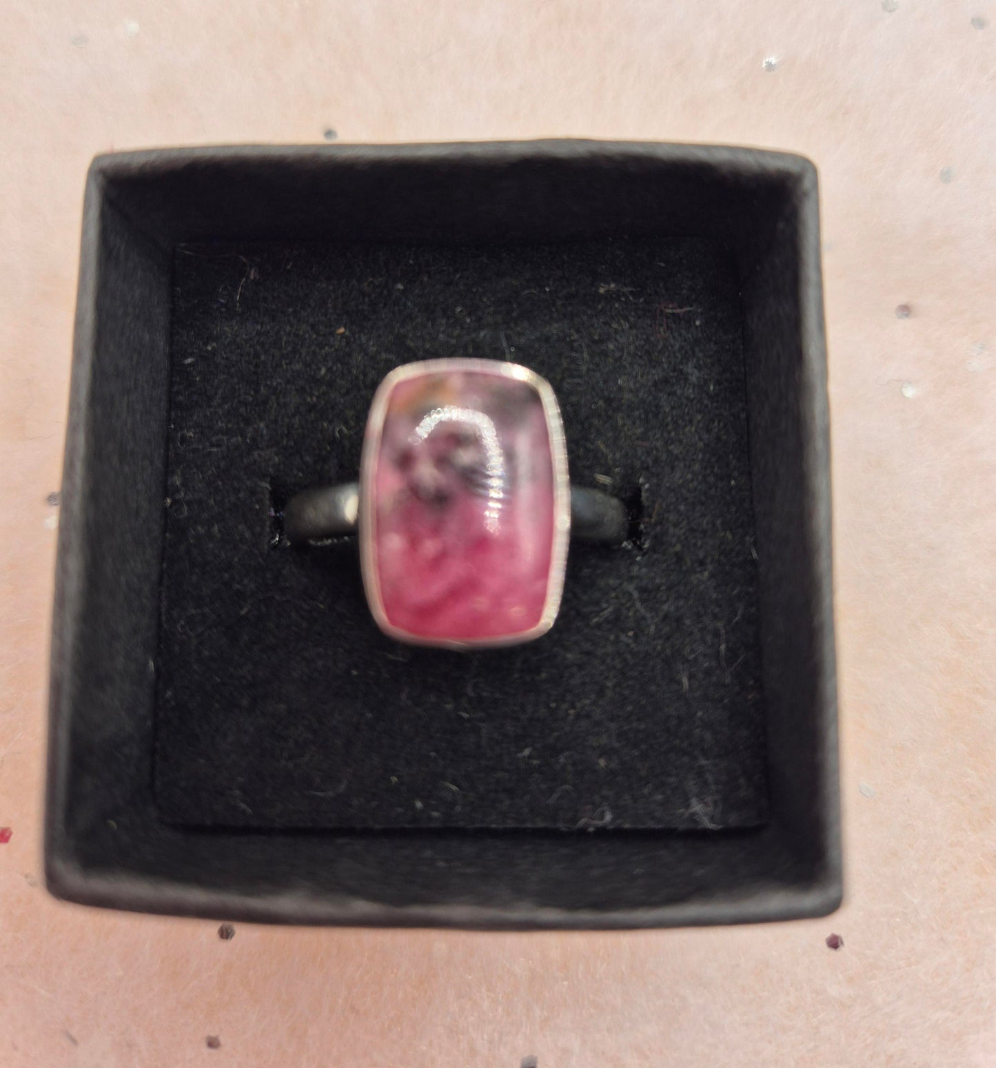 Rhodonite rings - choice of 2- pear or rectangle, sterling silver, 925,