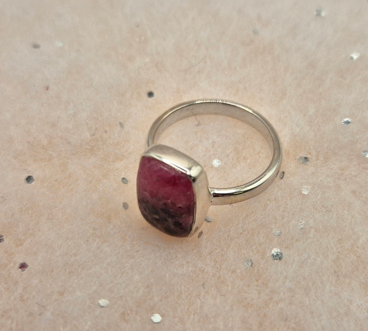 Rhodonite rings - choice of 2- pear or rectangle, sterling silver, 925,