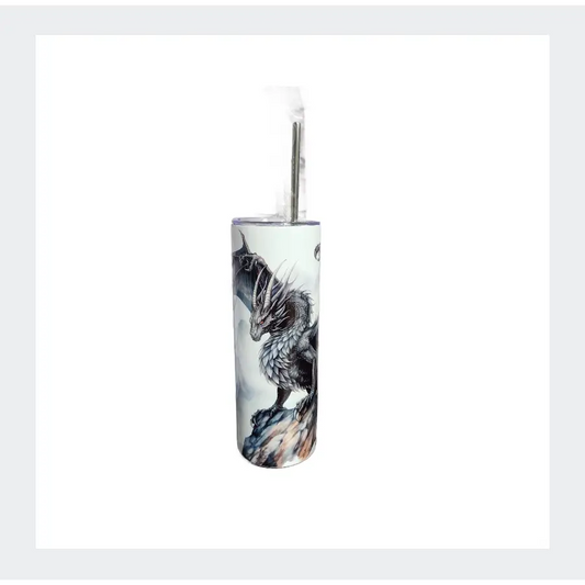 Rock Mounted Dragon 20oz Tumbler - flask - sublimation - dragon gift - hot and cold - flask