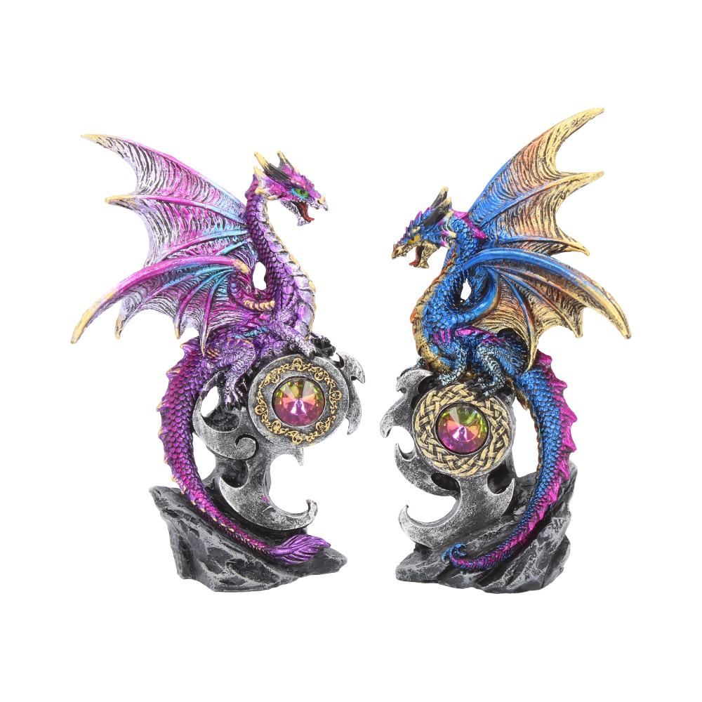 Realm Protectors (Set of 2) 15cm Realm Protectors Figurines Set of Two Fantasy Dragon Crystal Ornaments