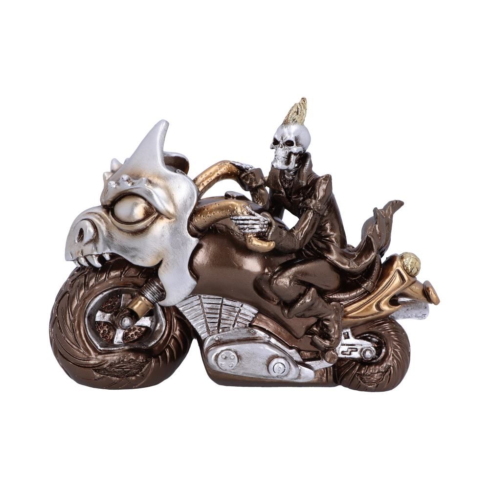 Ride or Die Bronze 19cm Ride or Die Bronze Motorcyle Model With Skeleton Rider 19cm