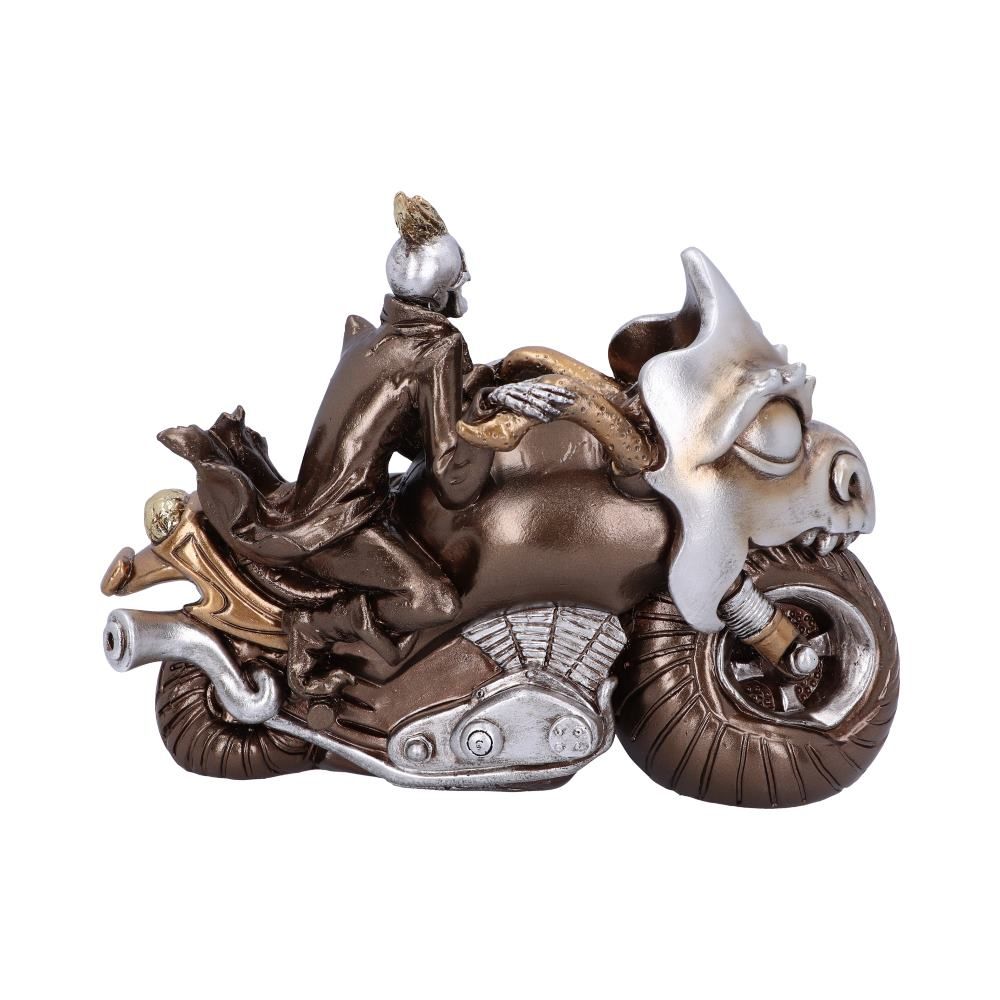 Ride or Die Bronze 19cm Ride or Die Bronze Motorcyle Model With Skeleton Rider 19cm