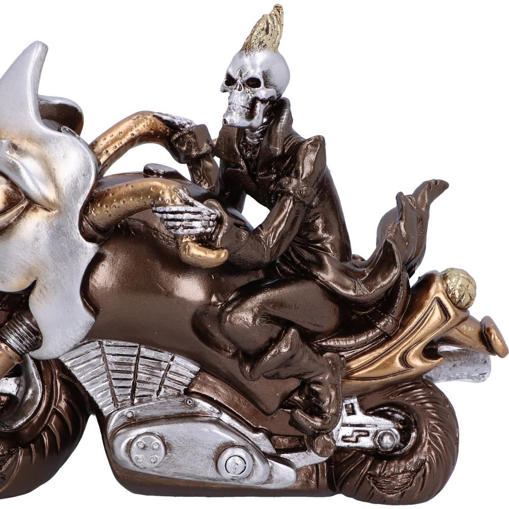 Ride or Die Bronze 19cm Ride or Die Bronze Motorcyle Model With Skeleton Rider 19cm