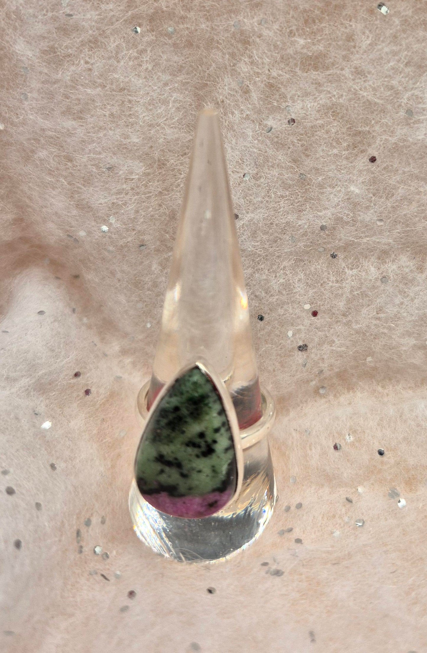 Ruby Zoisite Sterling Silver Rings, choice of 3, Teardrop Design, filigree teardrop or oval design