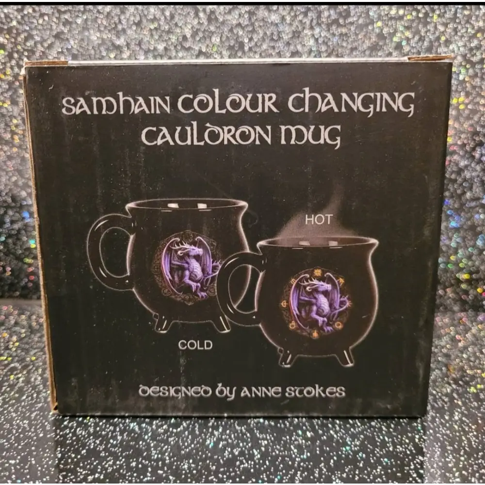 Samhain colour changing cauldron mug by Anne Stokes