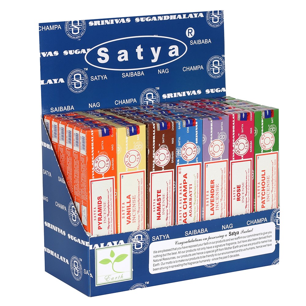 Satya Incense Sticks , Patchouli, Rose, Lavender, Namaste, Vanilla, Pyramids