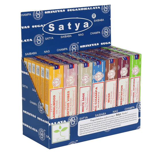 Satya Incense Sticks - Meditation,Traditional, Ayurveda, Positive Vibes, Musk, Sandalwood, White Sage and Nag Champa