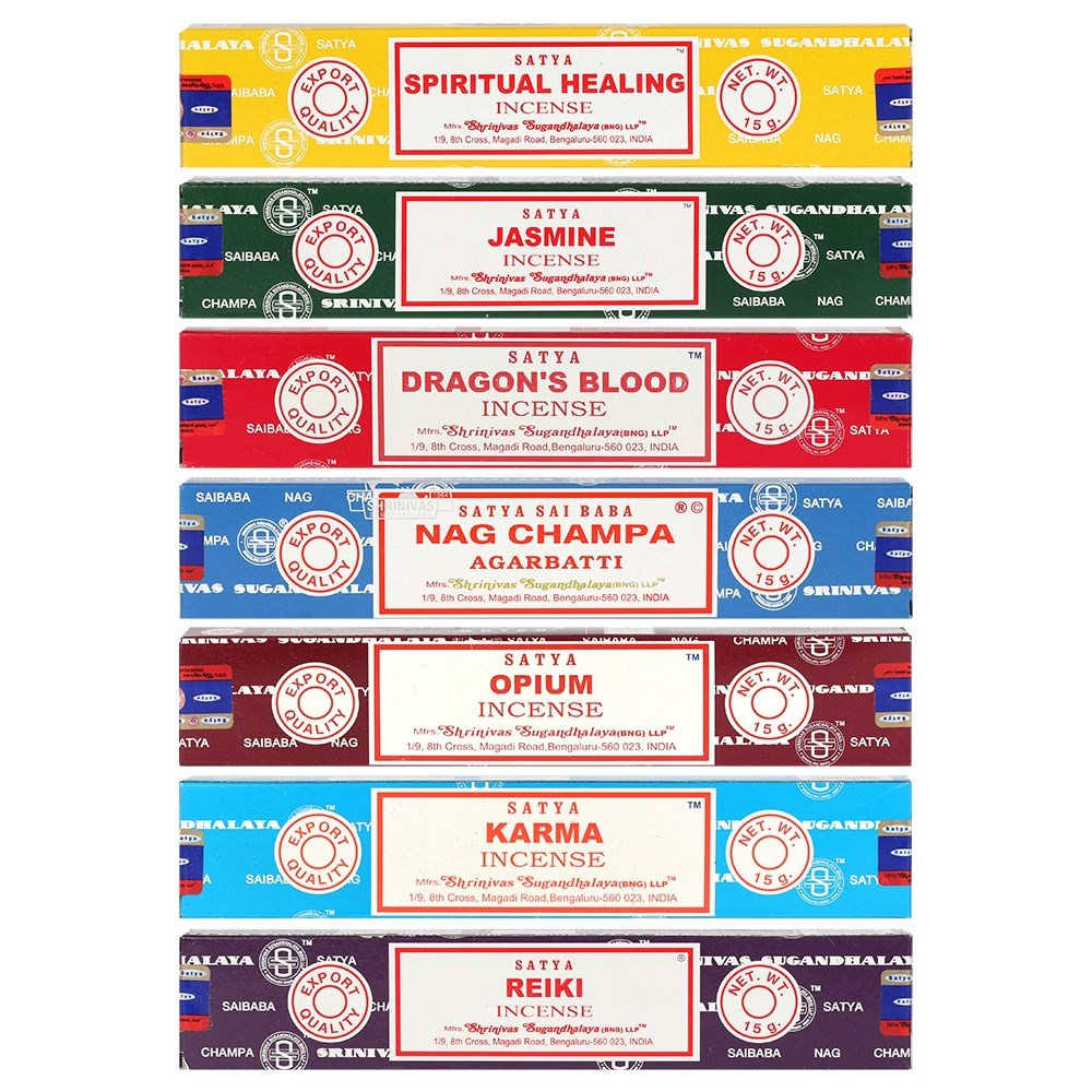 Satya incense sticks - Reiki, karma, opium, dragon's blood, jasmine, spiritual healing, nag champa