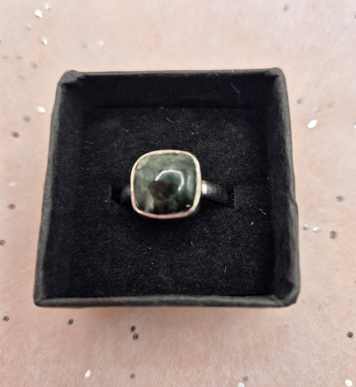 Rare Seraphinite silver rings - choice of 2 - teardrop or square