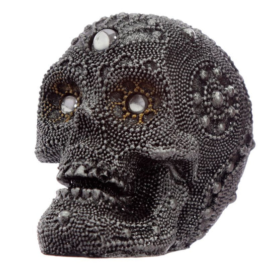 Silver Beaded Skull Head