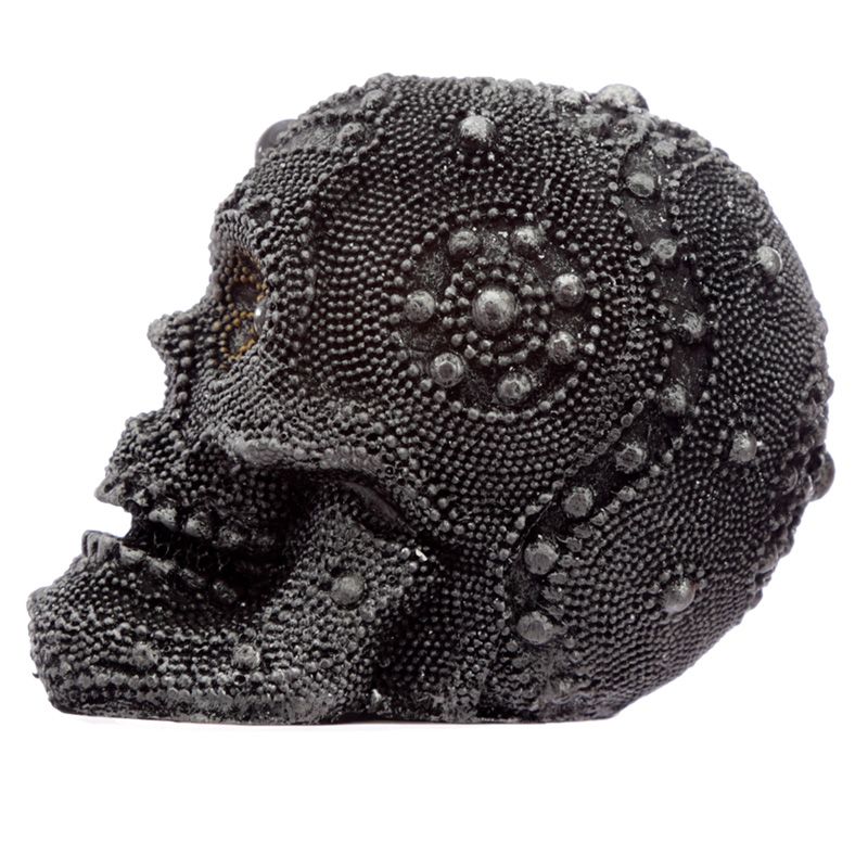 Silver Beaded Skull Head