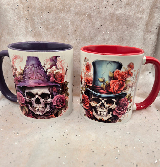 Skull with Hat Mug , steampunk style, choice of 2