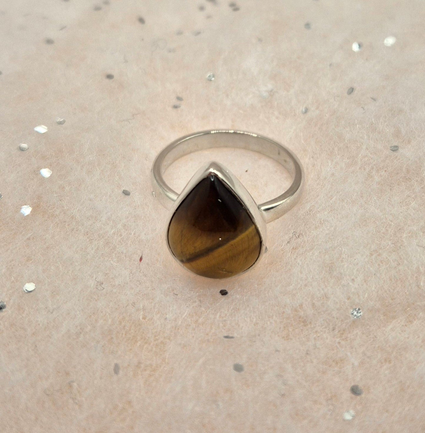 Tiger Eye Sterling Silver Rings, choice of 3, Square or 2 teardrop designs