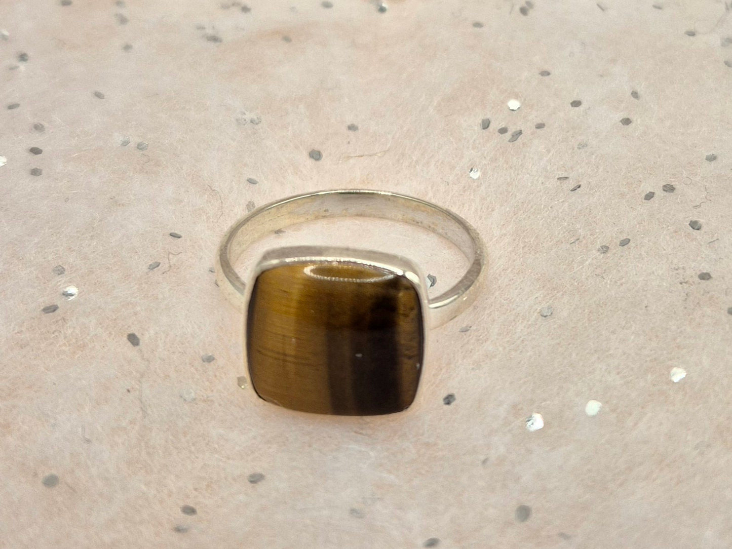 Tiger Eye Sterling Silver Rings, choice of 3, Square or 2 teardrop designs