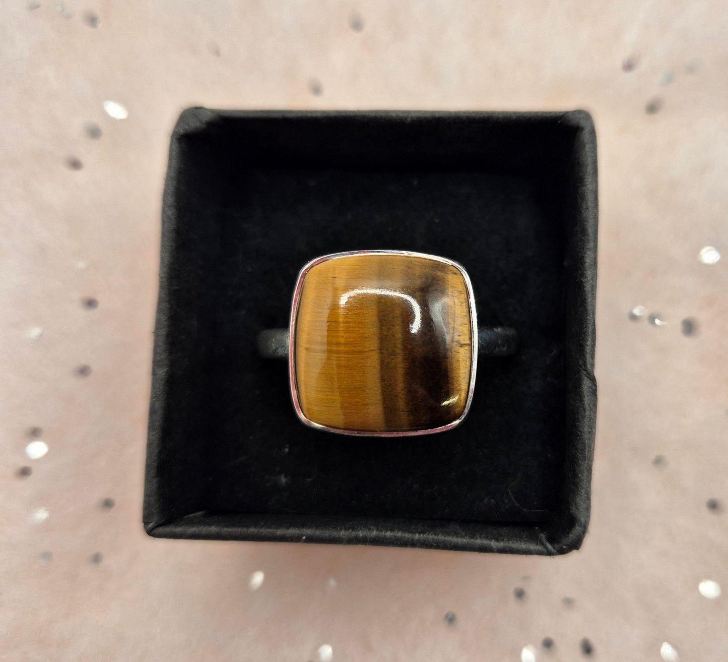 Tiger Eye Sterling Silver Rings, choice of 3, Square or 2 teardrop designs