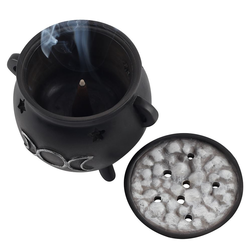 TRIPLE MOON CAULDRON INCENSE CONE HOLDER