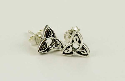 Earring Sterling  Silver Stud Celtic Triangle