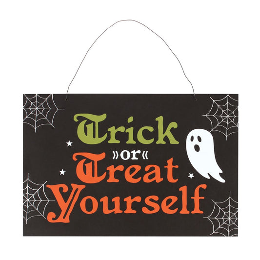 Trick or Treat Yourself Hanging Sign Halloween sign