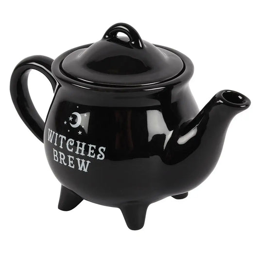WITCHES BREW BLACK CERAMIC TEA POT - figurine