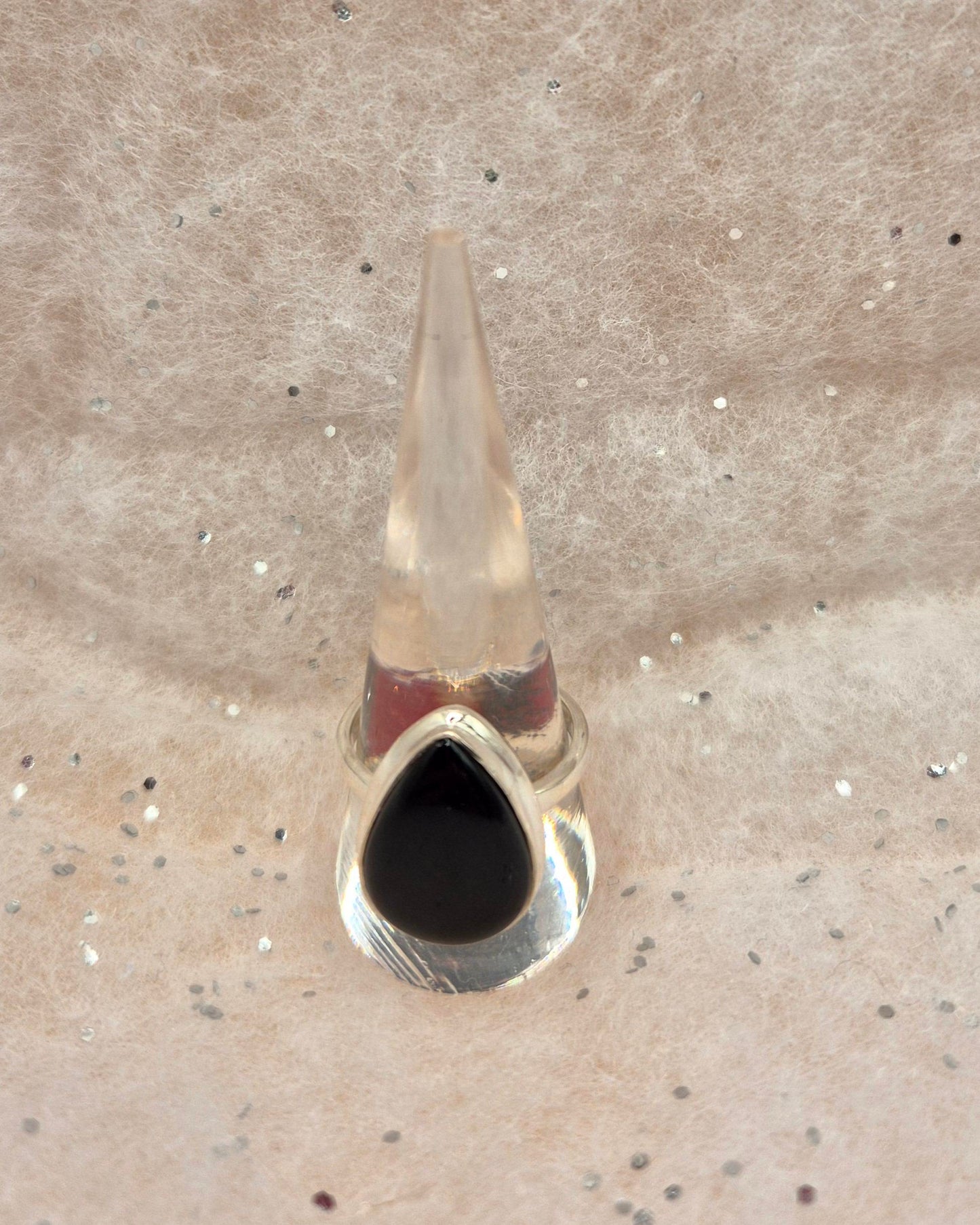 Whitby Jet Sterling Silver Rings, choice of 3,  Teardrop Design or 2 oval designs