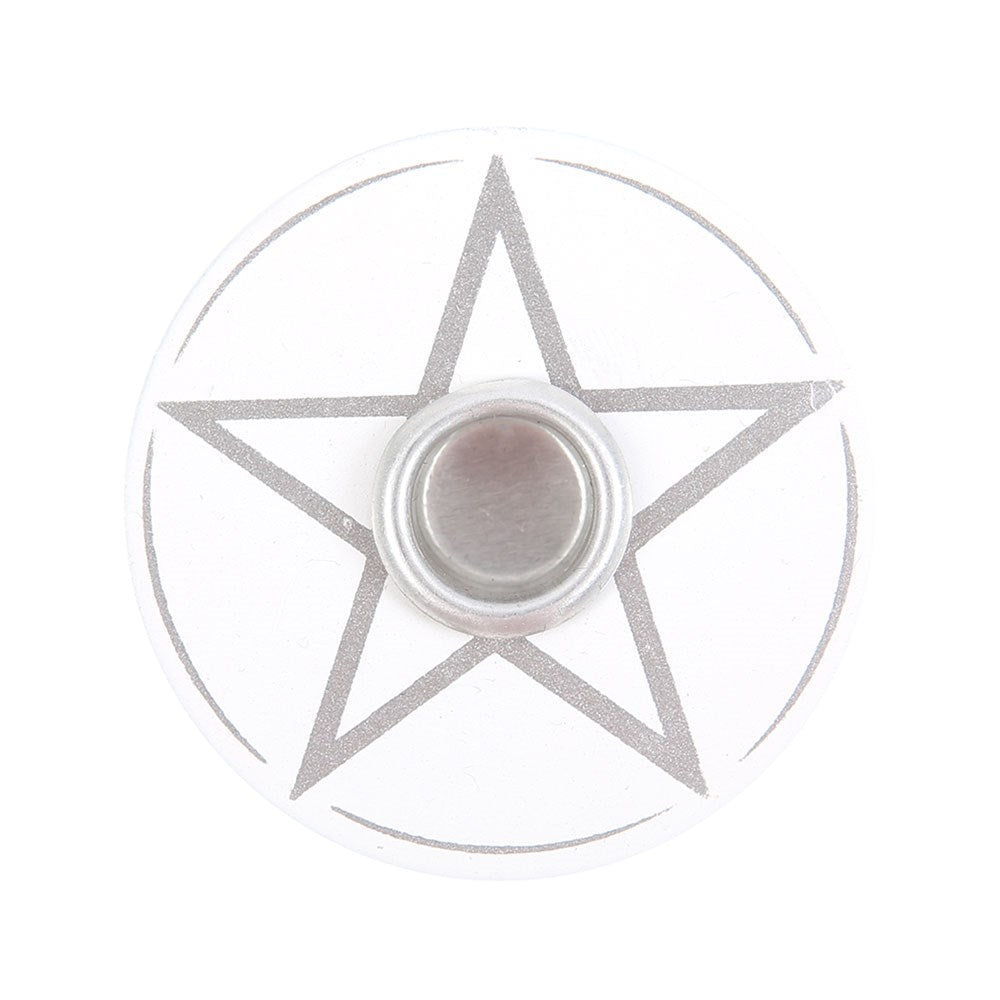 WHITE PENTAGRAM SPELL CANDLE HOLDER