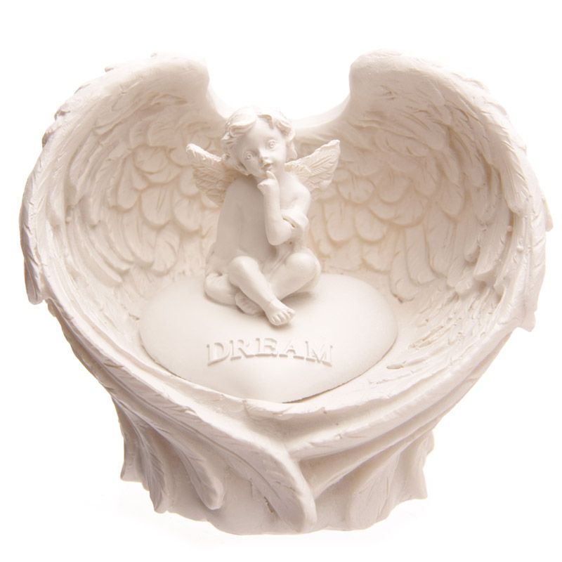 Hope Dream Love Believe LED Angel Wings Cherub Stone