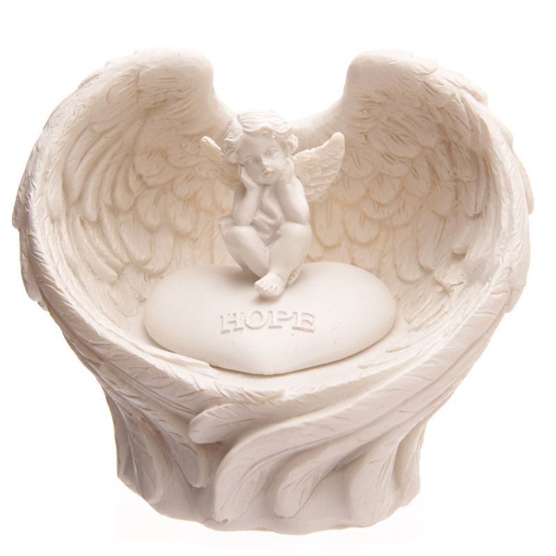 Hope Dream Love Believe LED Angel Wings Cherub Stone