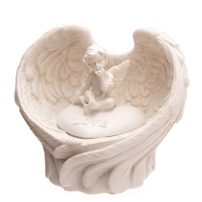 Hope Dream Love Believe LED Angel Wings Cherub Stone