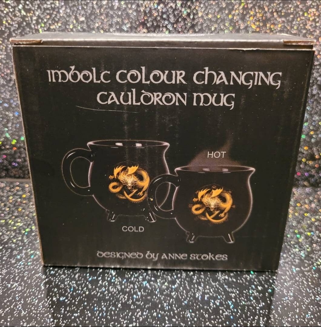 Imbolc Colour Changing Cauldron mug by Anne Stokes