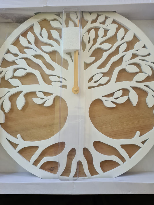 40cm White tree of life cut out clock