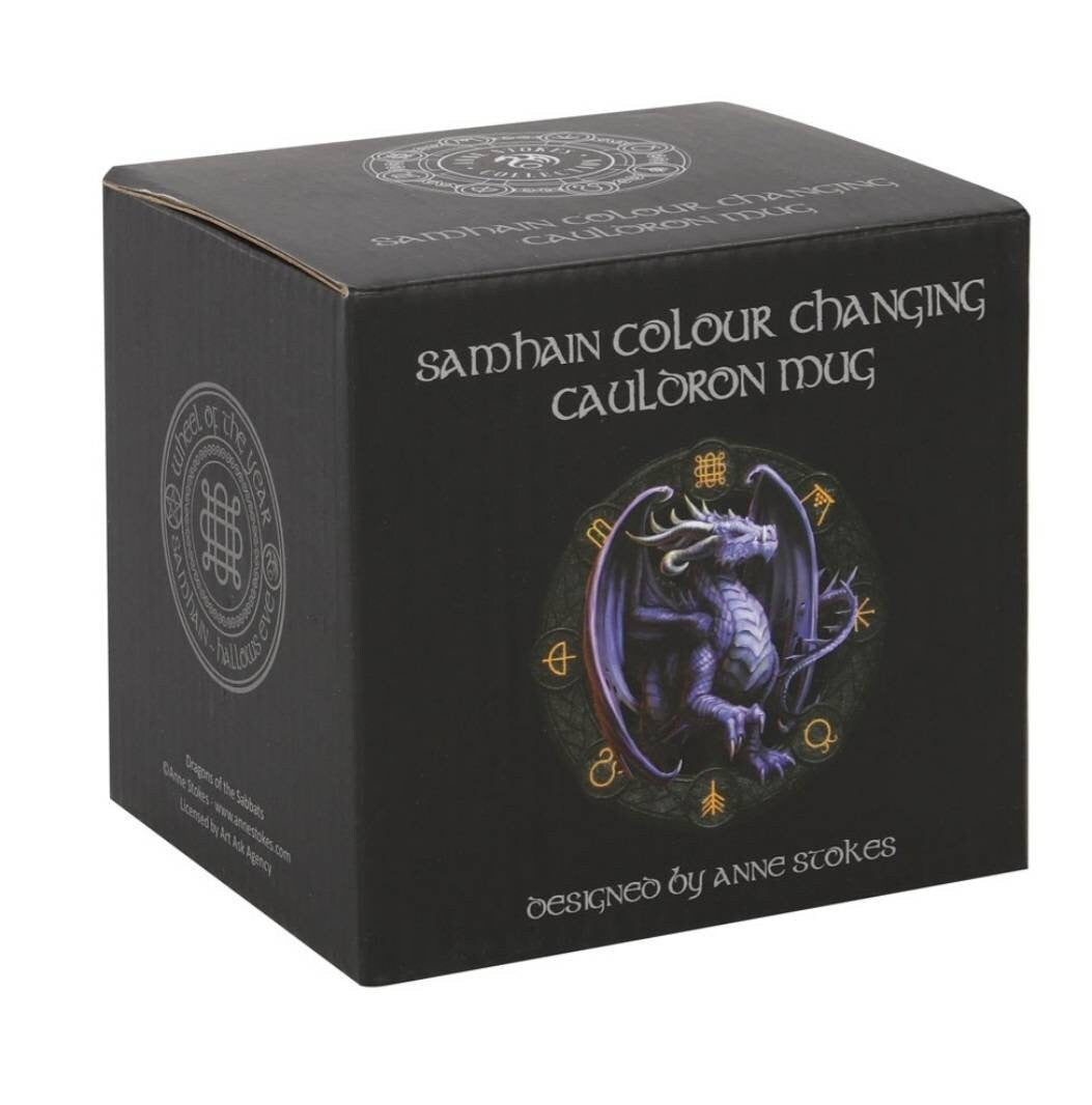 Samhain colour changing cauldron mug by Anne Stokes