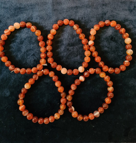 Carnelian 8mm Gemstone bead bracelet