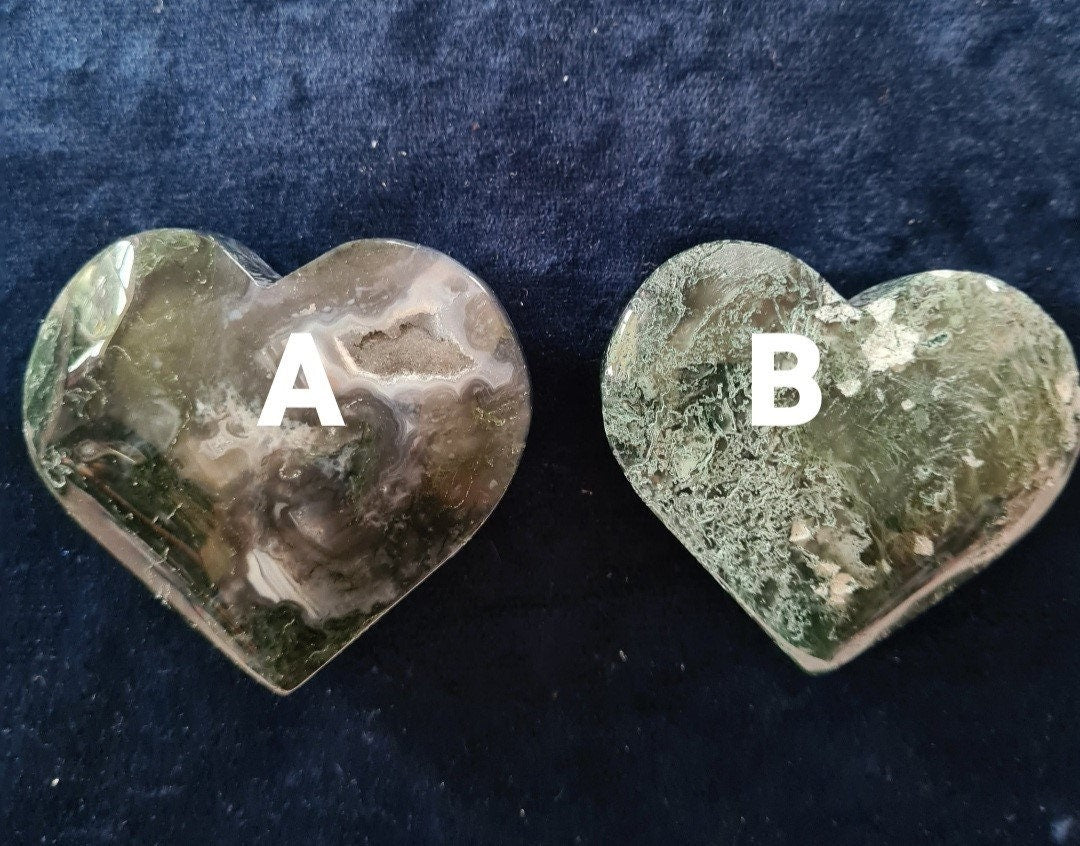 Lovely moss agate, imperial jasper and flower agate puff hearts