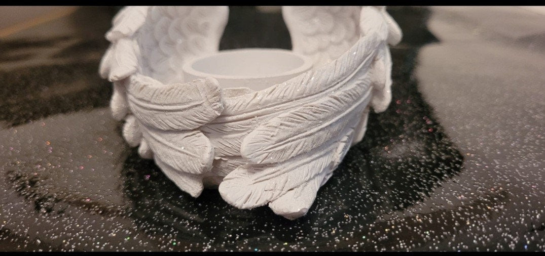 Glitter Angel Wing Candle Holder