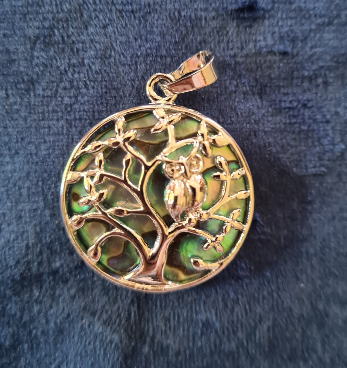 Abalone Shell Pendants (Tree of life with owl, Dragon)