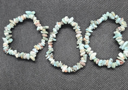 Lovely Larimar Chipstone elasticated bracelet