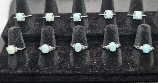 Lovely Larimar rings (silver plated) 2 Styles