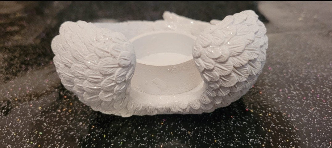 Glitter Angel Wing Candle Holder