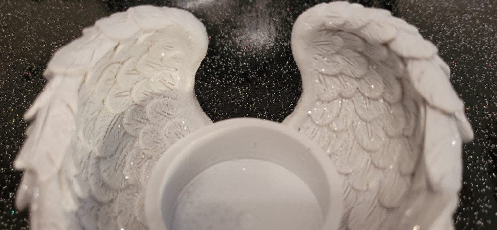 Glitter Angel Wing Candle Holder