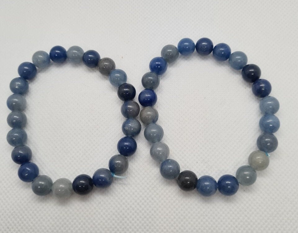 Blue Aventurine 8mm elasticated beaded gemstone bracelet