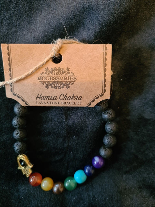 Lava Stone Bracelet - Hamsa Chakra