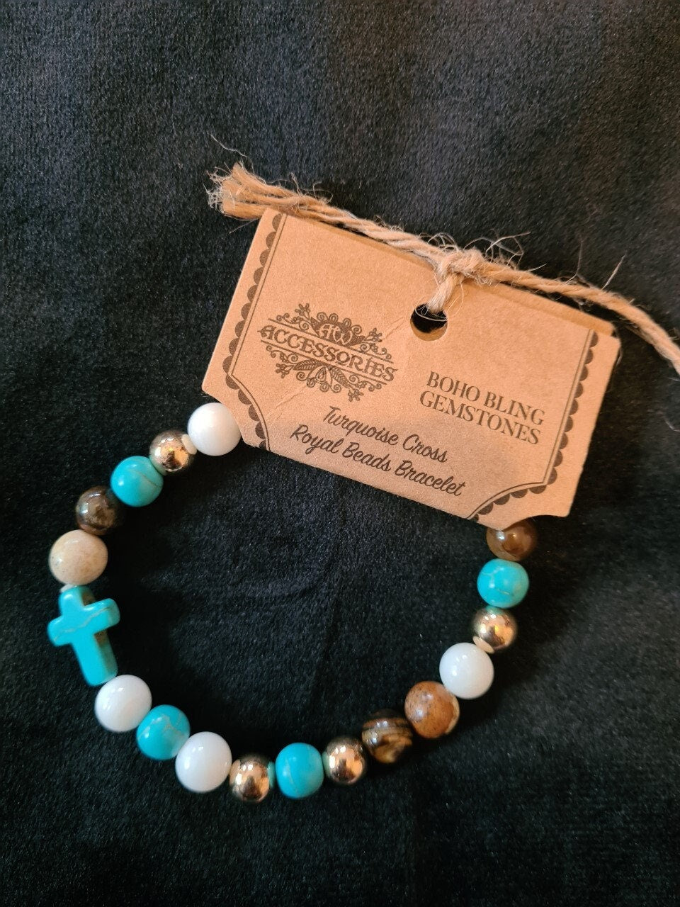 Turquoise Cross / Royal Beads Gemstone Bracelet