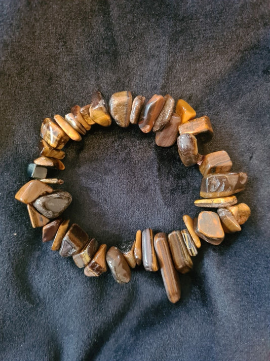 Chunky Tiger's Eye elasticated chip stone bracelet