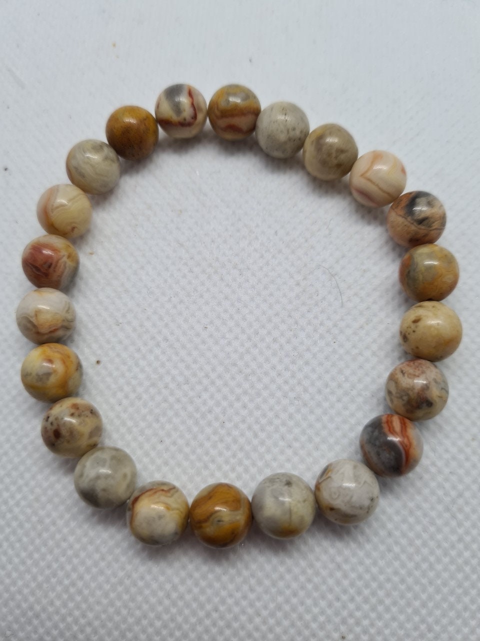 Lovely Orca Agate 8mm Beaded Crystal Bracelet