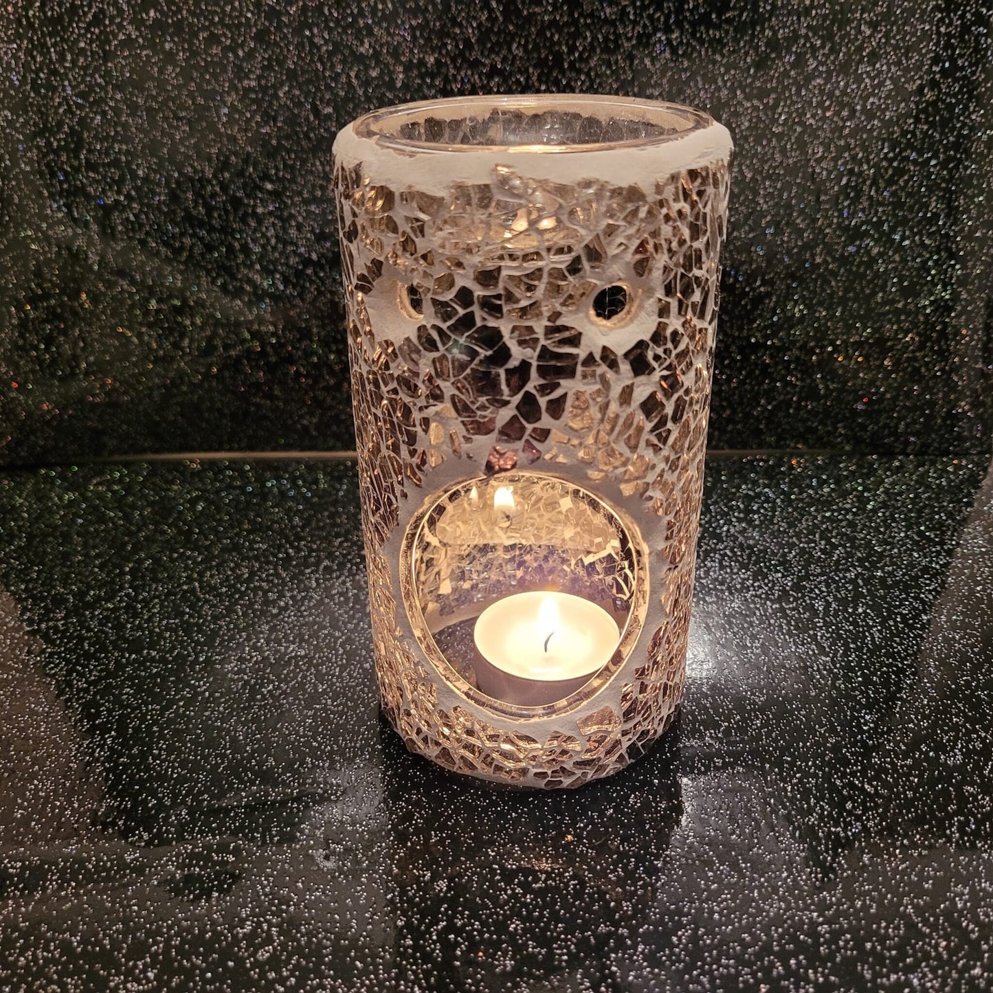 Gunmetal Grey Pillar Crackle Oil Burner