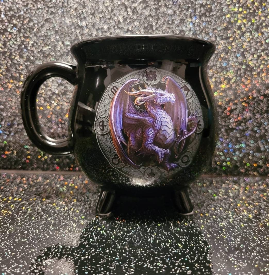 Samhain colour changing cauldron mug by Anne Stokes