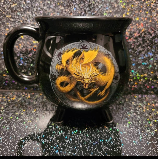 Imbolc Colour Changing Cauldron mug by Anne Stokes