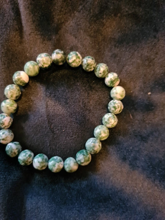 Green Dot 8mm Gemstone Beaded Bracelet