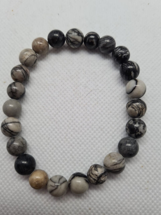 Lovely Picasso Stone 8mm Beaded Gemstone Bracelet